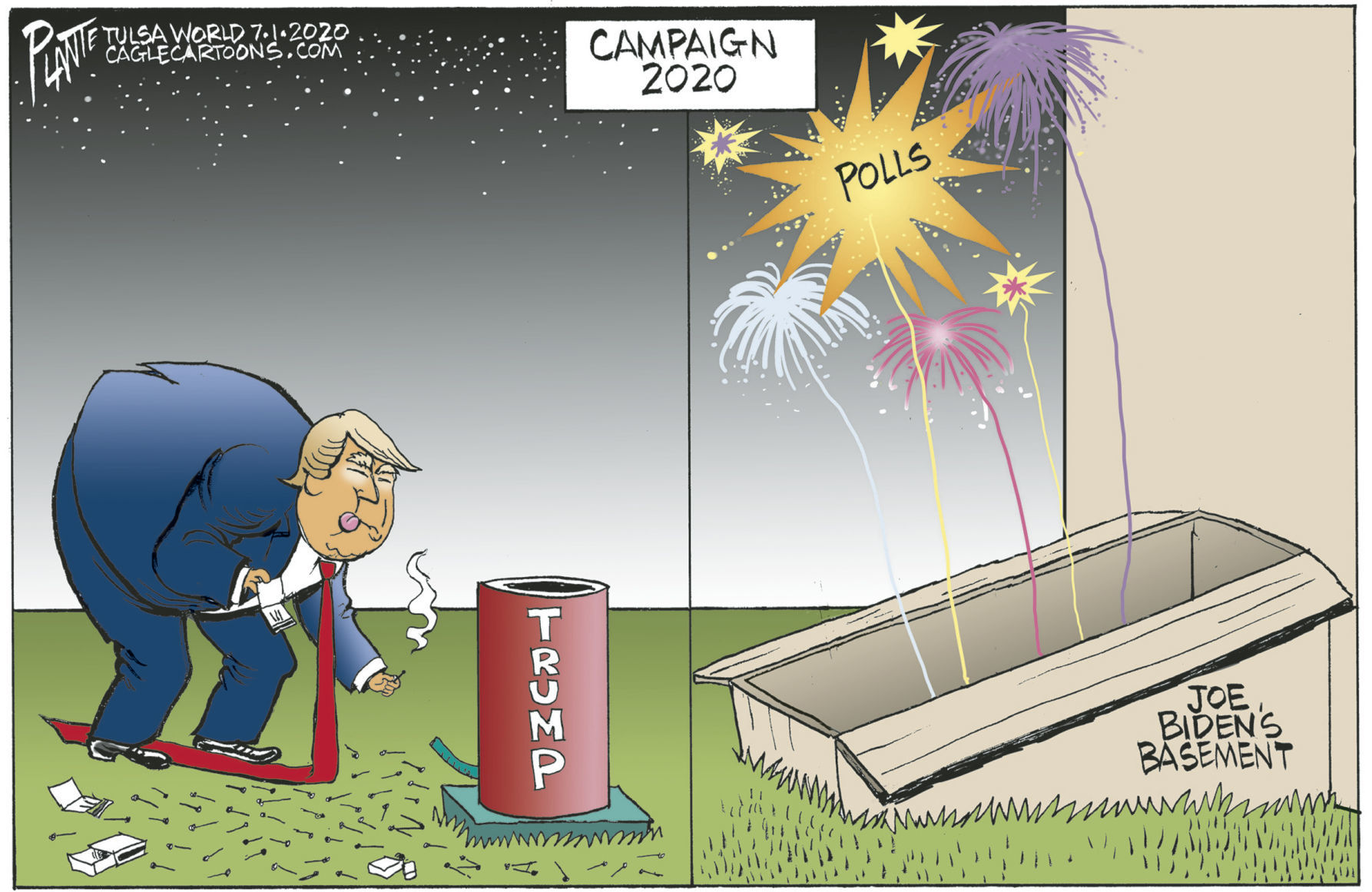 Bruce Plante Cartoon: Campaign 2020 Fireworks
